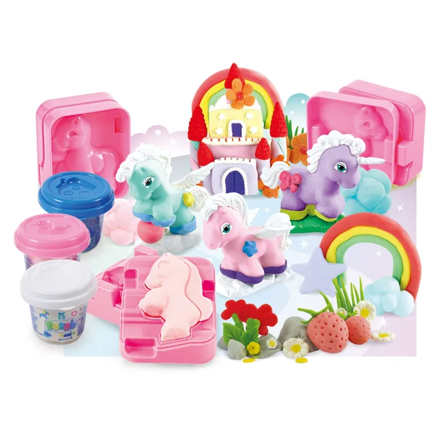 PLAYGO Unisex Fairy Pony Land Set Colored Clay & Rubber Figures with Wildebeest for Playdough & Slime Creativity