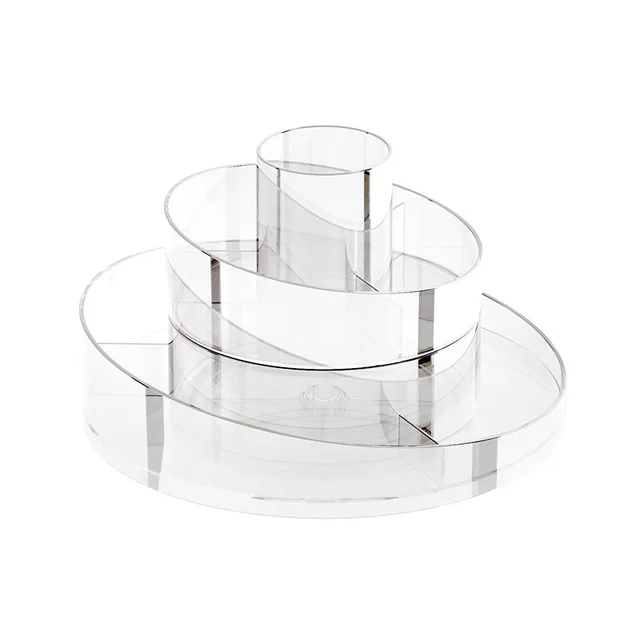 Double-layers clear cosmetics display case rotating makeup organizer makeup brush holder skincare holder