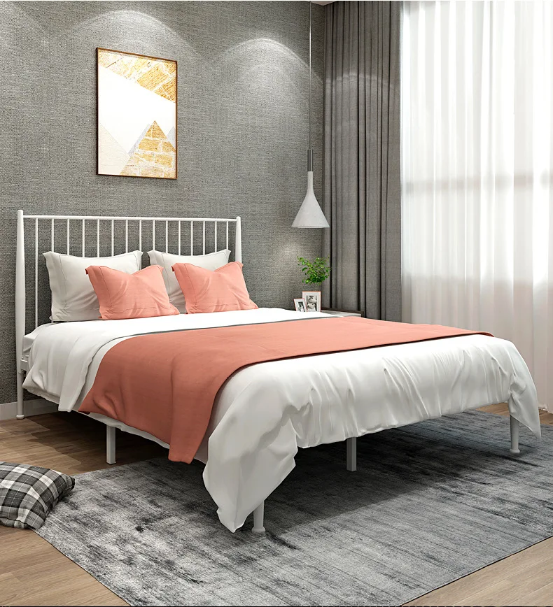 Queen Size Metal Bed Children Bedroom Wood Slats Metal Type Frame Kids Bed Boys for Kids House Bed