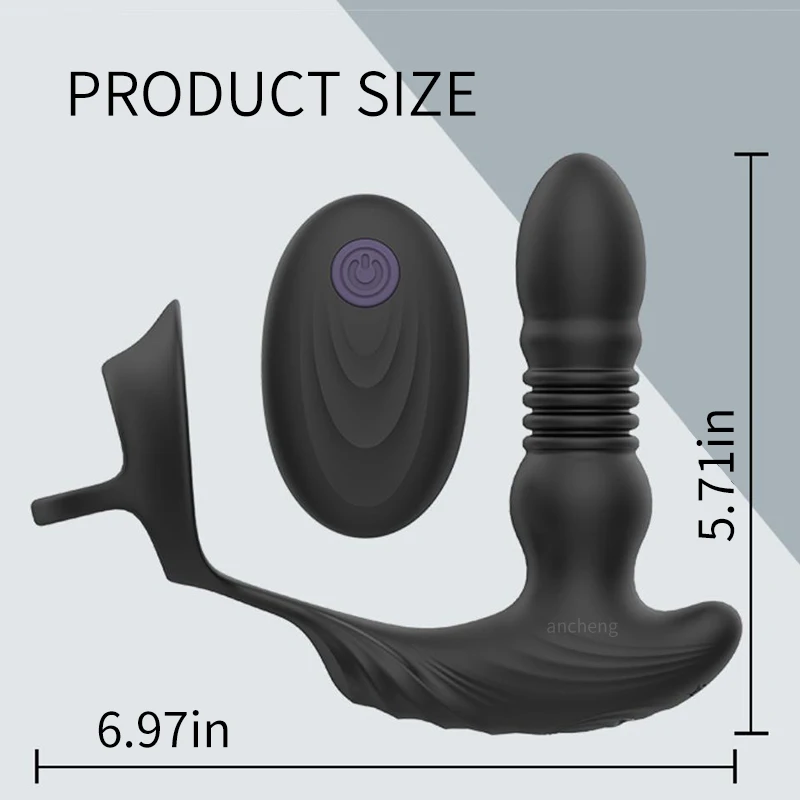 New anal vibrator with penis ring vibrating prostate massager thrusting butt plug vibrator for men women anal sex toys