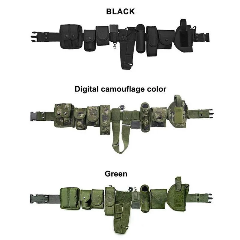 Adjustable Tactical Training Security Duty Belts Multifunctional Flashlight Pouch Sets Utility Belt Hunting Oxford Cloth Belt