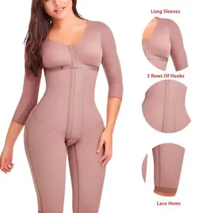 Long-sleeved Open Crotch Buckle Compression Enhanced Chest Shaper Women's Tops Suitable for Postpartum Control Customizable
