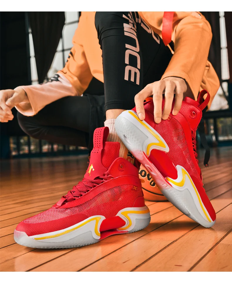 Autumn New Men's Basketball Shoes Mesh Up Lacing Running Shoes Men's