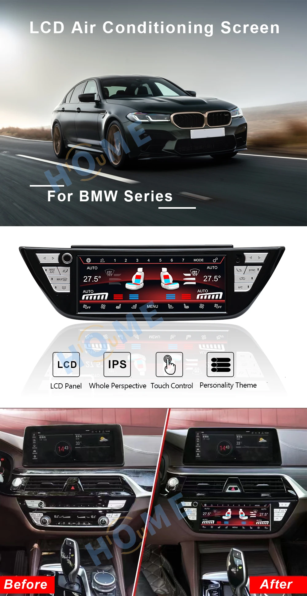 AC Panel Display Screen for BMW 5 Series G30 & More