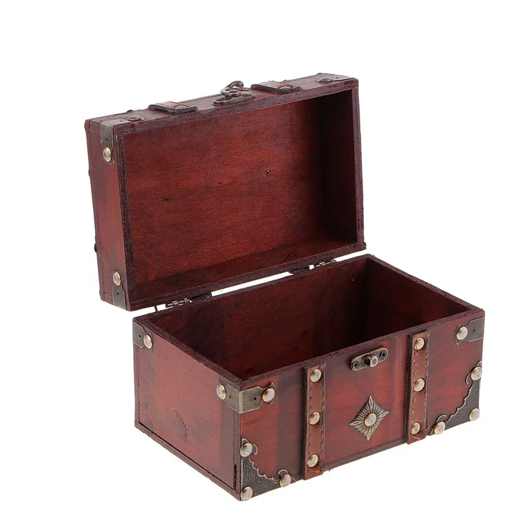 Vintage Small Wooden Treasure Chest Box Wooden Storage Box Decorative ...