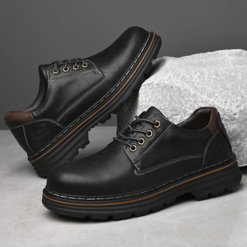 Accept OEM In Ready Stock Handmade Pure Real Genuine Leather 4 Season Men Dress Business Working Safety Shoes