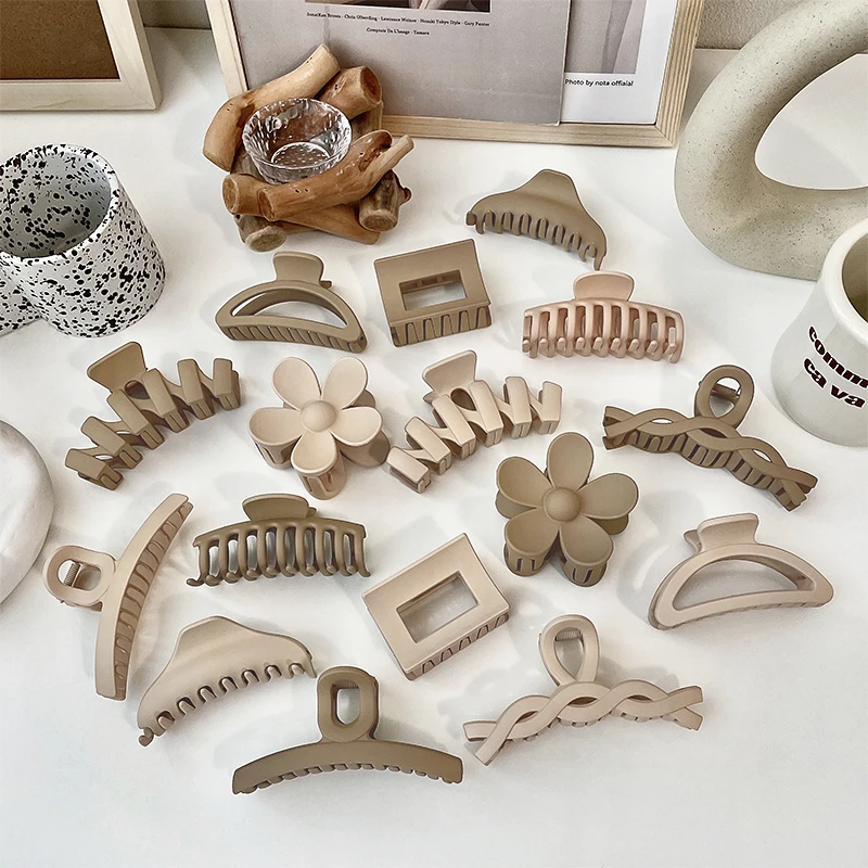 2023 бежевый цвет мокко геометрический Лидер продаж заколки для волос дешевые