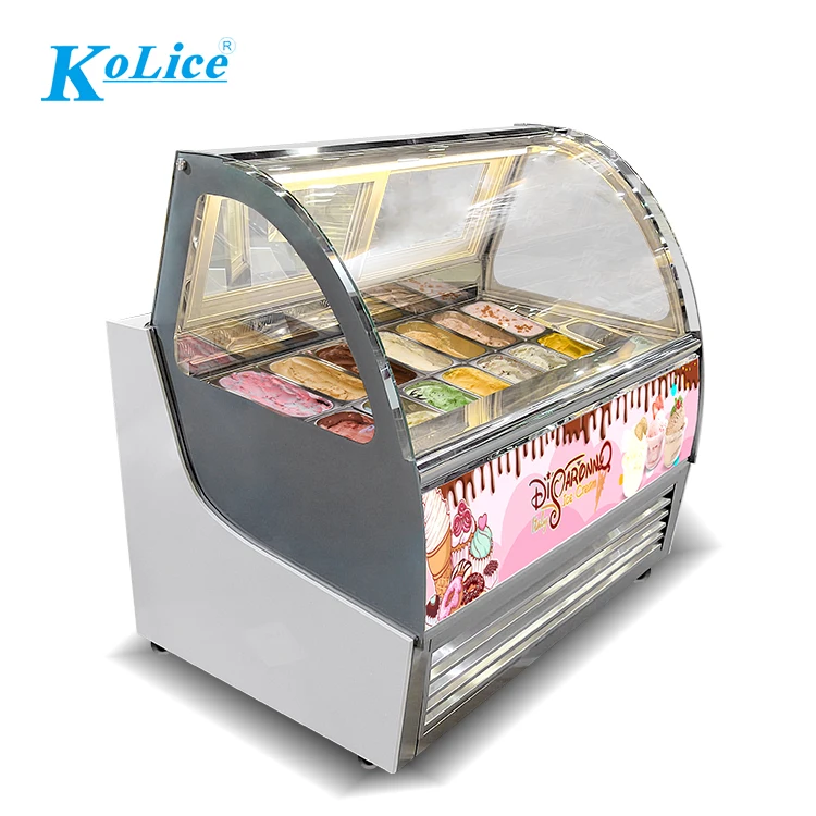 Customized Trays Curved Glass Italian Soft Ice Cream Gelato