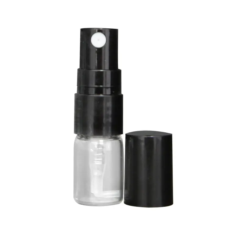 Plastic 410 Screw Neck Black Atomizer Clear Portable Empty Refillable Glass Vial Mini Perfume Sample Bottles