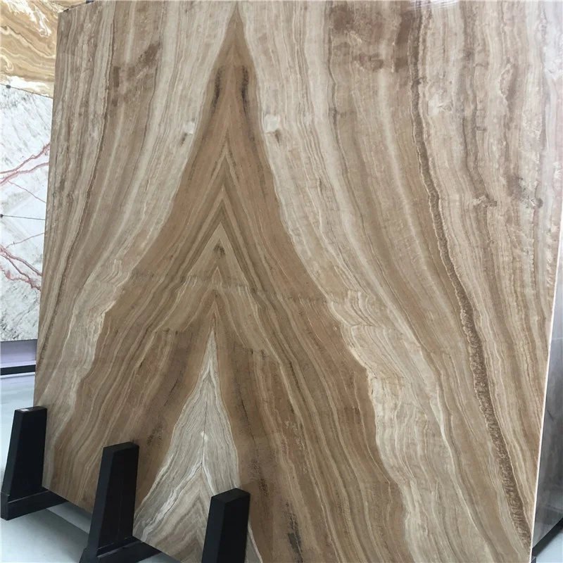 product natural stone book match led backlight beige brown onyx marble slab for wall decoration-4