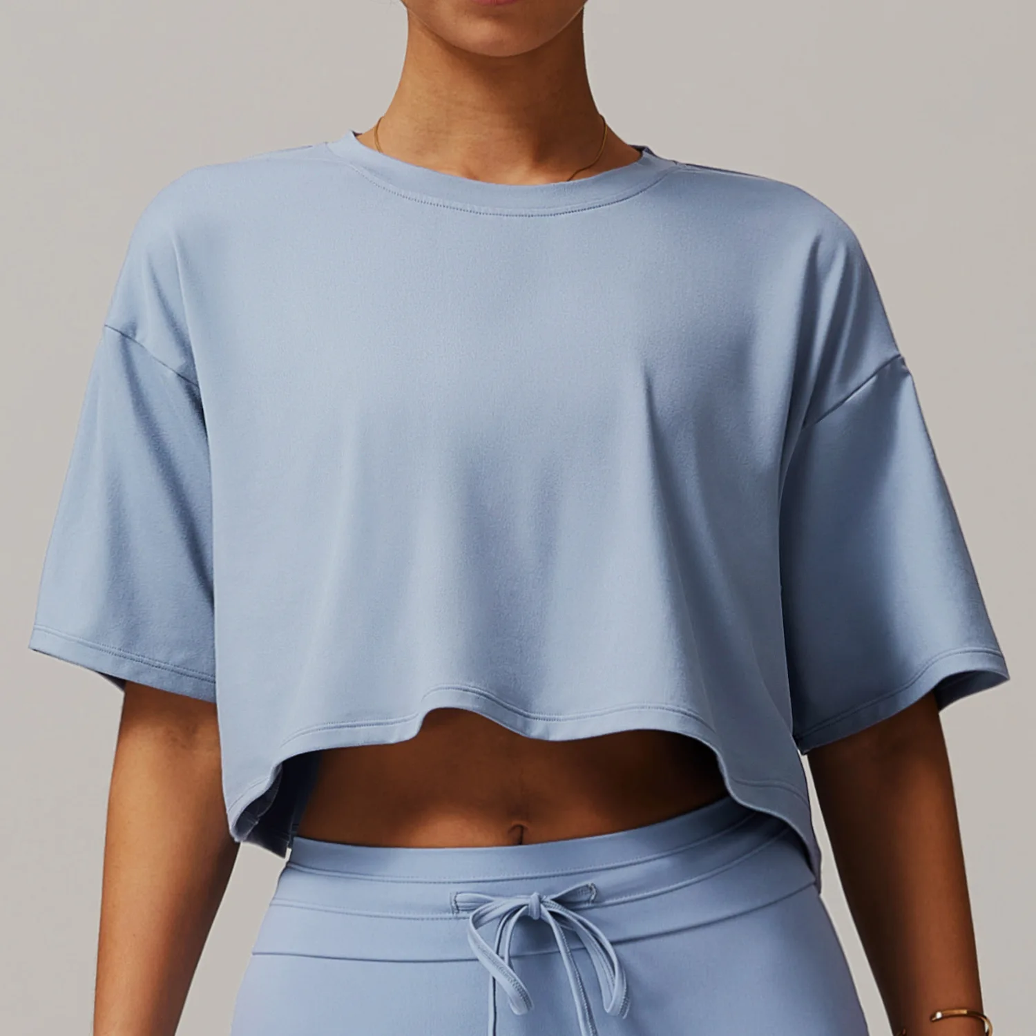 Loose Fit Short Sleeve Crop Top Workout Loose Fit Gym Short Sleeve Crop Top  Women's Loose Fit Workout Crop