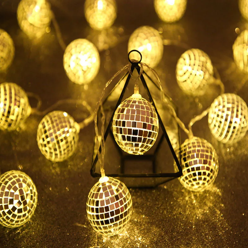 Led Mirror Ball Lights String Bar Party Decorative Lights Christmas