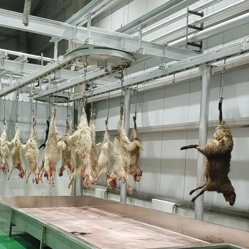 Fully automatic sheep and goat slaughtering line equipped with high-efficiency motor core components for mutton processing