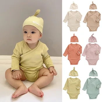 Custom Logo Pure Cotton Spring Autumn Newborn 95% Cotton 5% Spandex Long Sleeve Baby Boys and Girls Romper Toddler Clothes