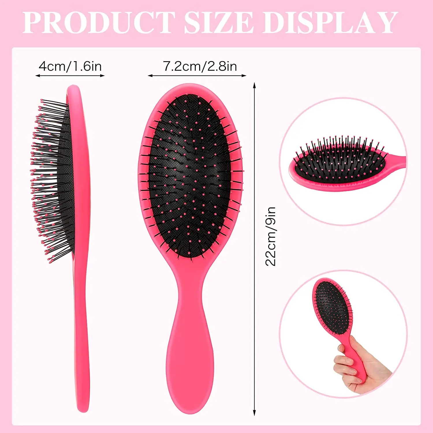 Custom Logo Massager Wet Dry Detangling Hair Brush Soft Cushion Nylon ...