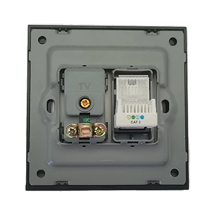 VNX Factory Deliver Selling UK Standard One Gang Telephone Socket With 1Gang TV Socket Silver Color PC Material for Home