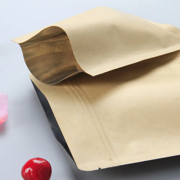 Resealable Custom Printed Packaging Coffee Tea Doypack Zipper Stand up Pouch Brown Kraft Paper Bags With Clear Window