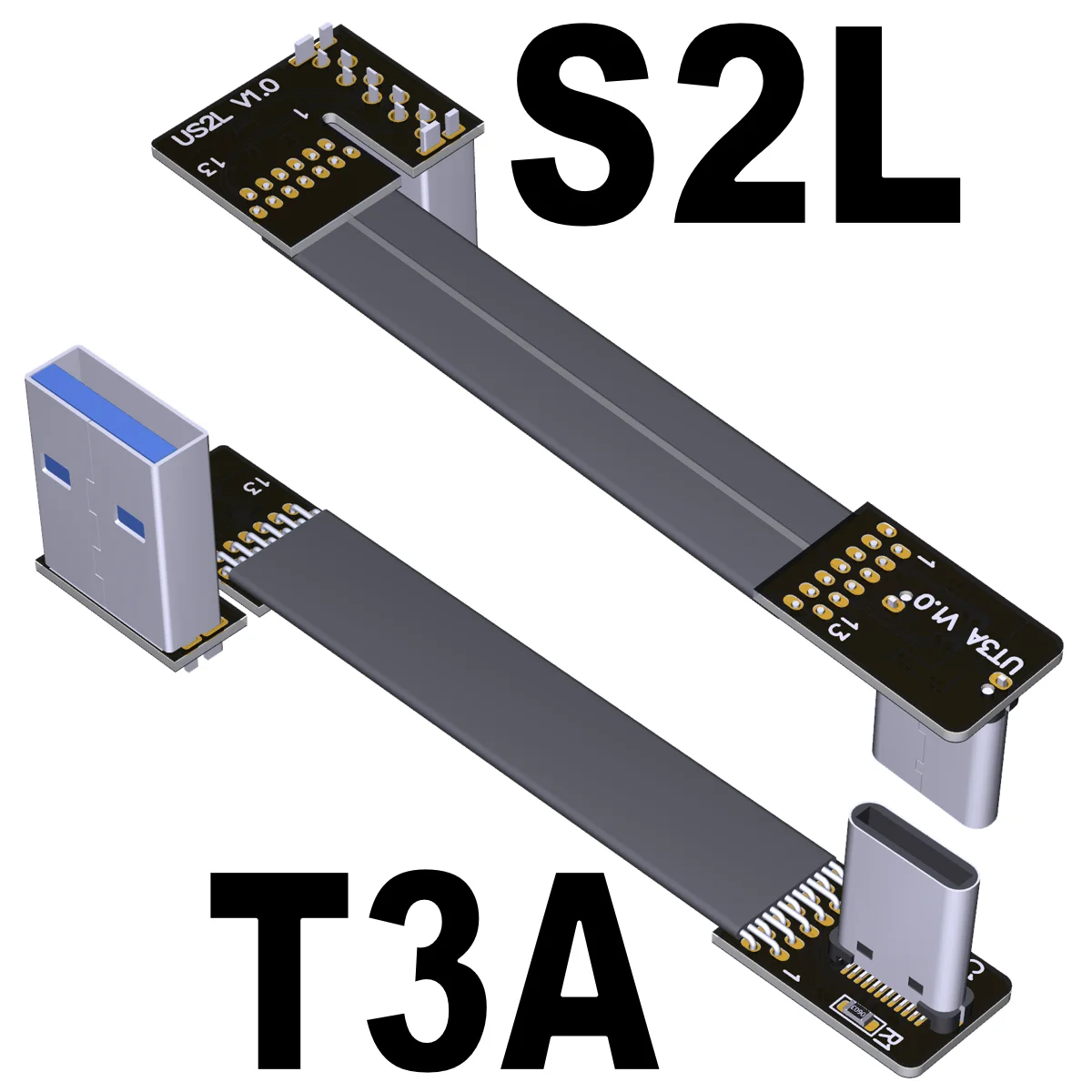 EMI Shield Right Angle  USB Type C Cable Flat FFC Cable  FPV Flat Slim Thin Flexible FPC Cable