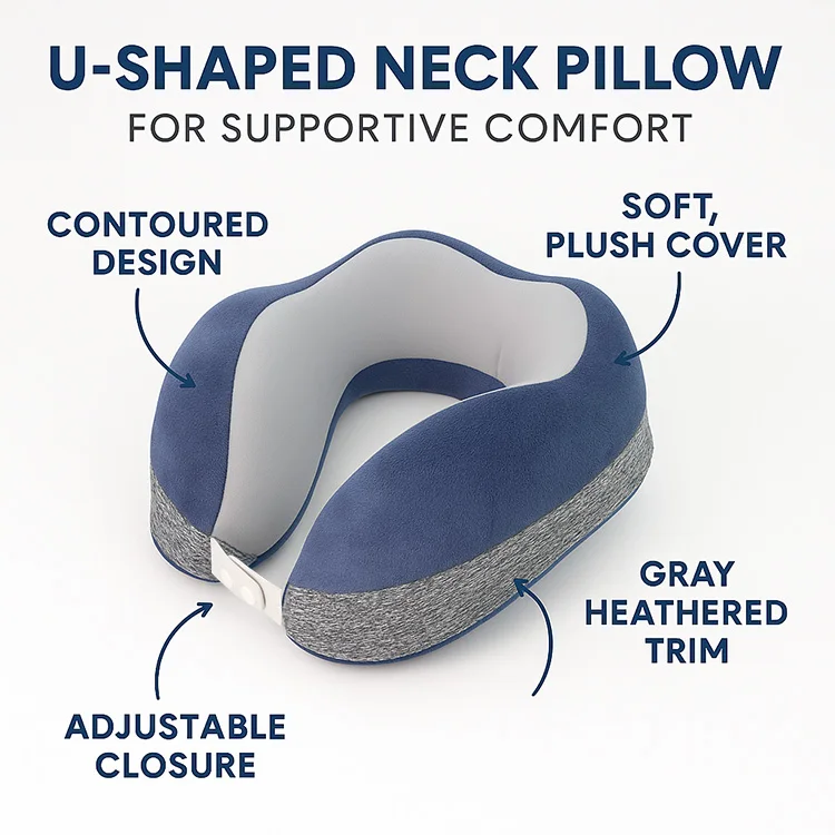 Customized Travel Neck Memory Foam Support Pillow Compact Ergonomic Design Cushion for Flight, Car, Train, Camping,Sleeping