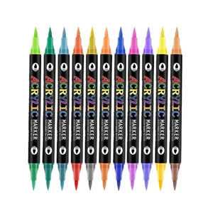 H47 Dual-Color Long-Lasting Acrylic Art Marker Pens Set Fast Delivery Cheap Double-Ended for Graffiti & Drawing