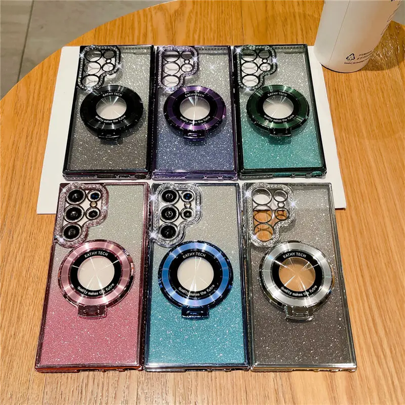 2 in 1 Glitter Shockproof Electroplated case Cover with Magnetic Ring Kickstand for samsung S22 S23 S24 Series 2 in 1 Glitter Shockproof Electroplated case Cover with Magnetic Ring Kickstand for samsung S22 S23 S24 Series