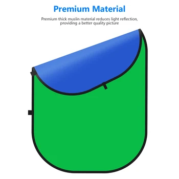 Neewer 2-in-1 Chromakey Green Chromakey Blue Collapsible Backdrop Collapsible Reversible Background 4.9x6.6 Feet/1.5x2 Meters detail image