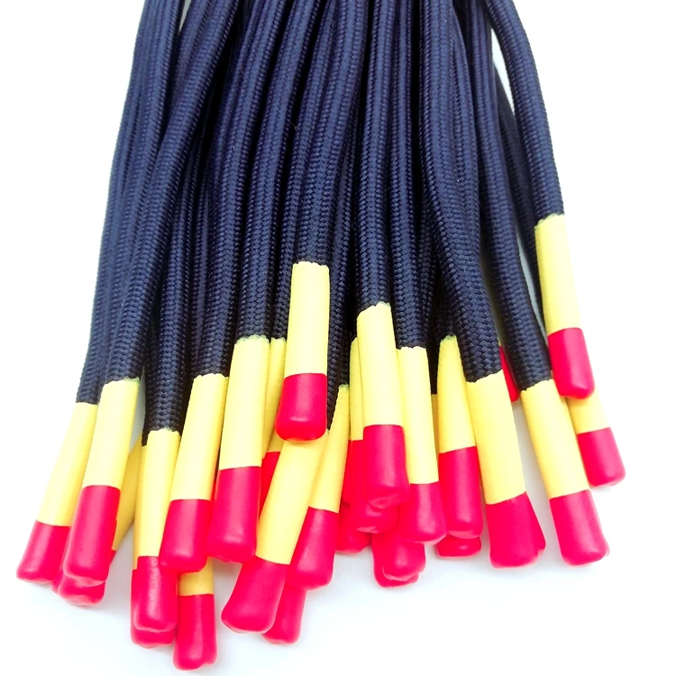 Custom Drawstring Cord Round Drawcord Hoodie Strings with Double Color Silicone Dipped Ends