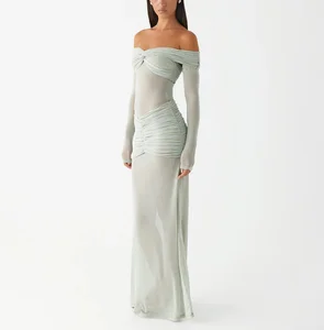 Custom High Quality New Fashion Casual Sexy Elegant off Shoulder Women Daily Maxi Dress Spring Summer