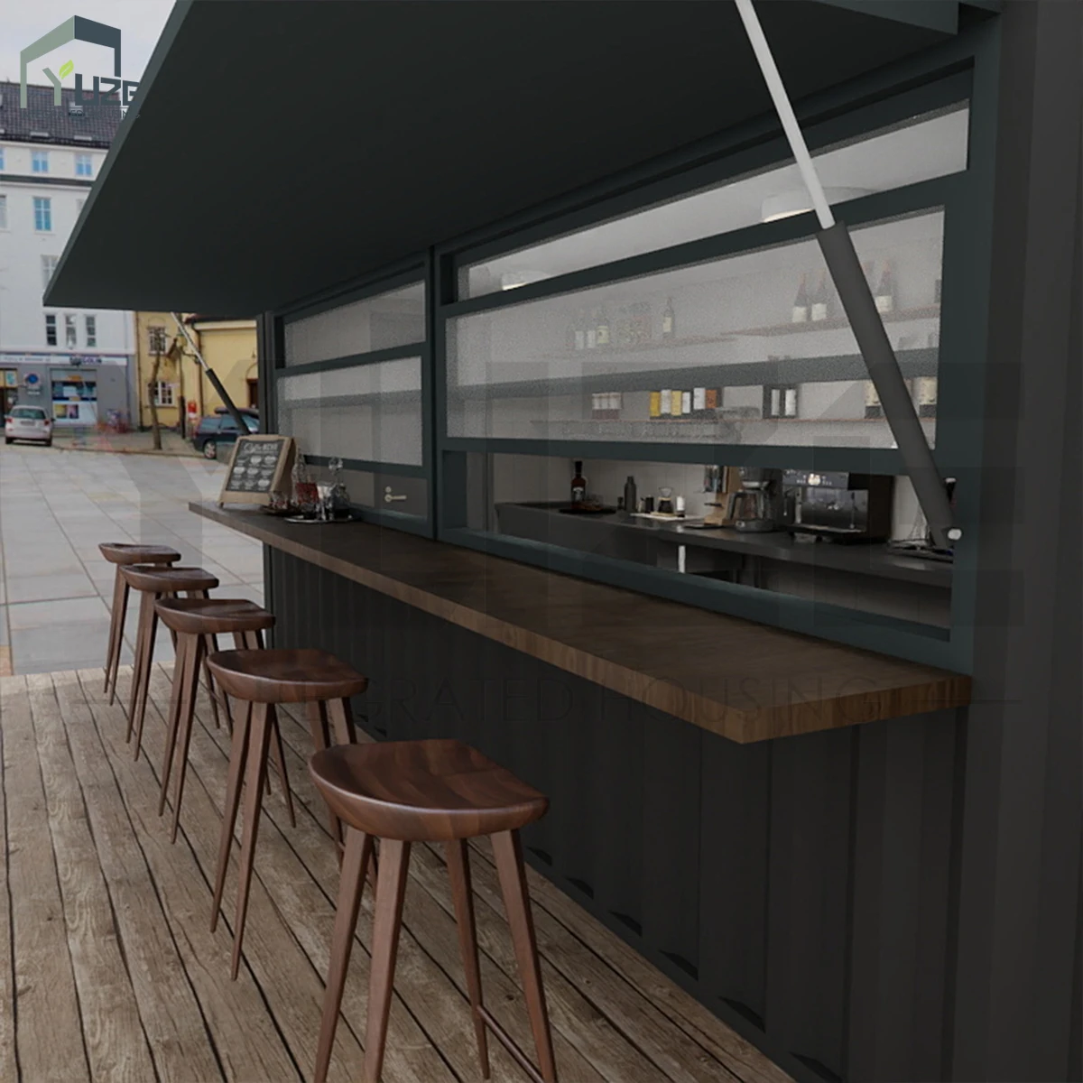 product durable steel structure 40ft modern commercial modular shipping container bar solution with indoor seating-2