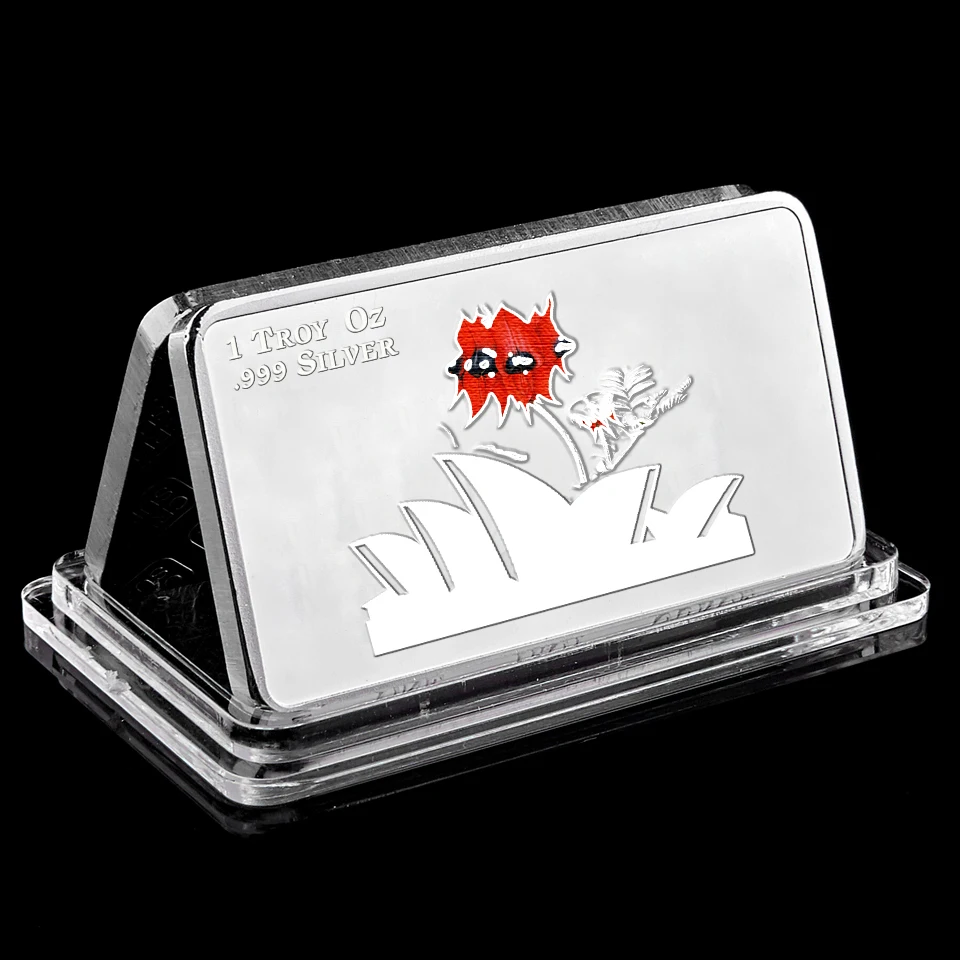 Free Design America Australia Spain Plated Silver Metal Ingot One Troy Ounce 1oz Fake Silver Ingot 1 kg 1 Gram