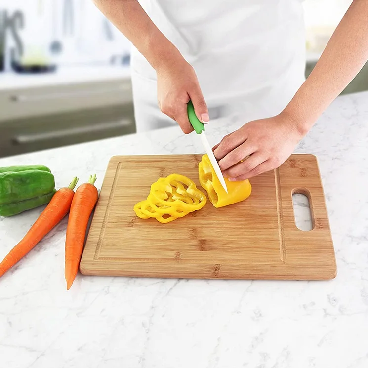 Бесплатные образцы оптовая продажа напечатанный логотип премиум-класса экологически чистая большая прямоугольная бамбуковая кухонная разделочная