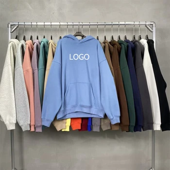 Men'S Hoodies And Sweatshirts Custom Oversized Hoddi Multi-Color Luxury Boxy Hoddie Baby Blue 500gsm Hoodie