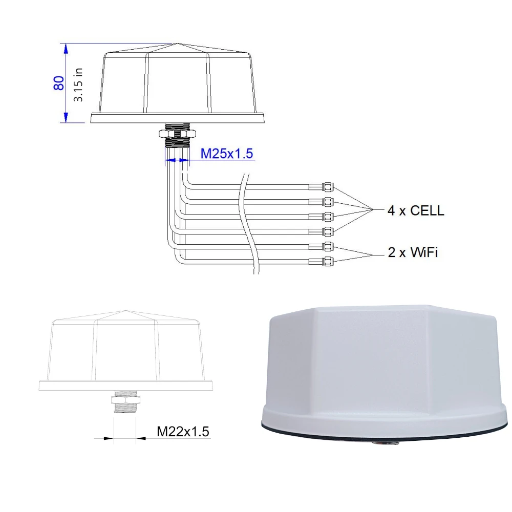 ZXsignal Plus NEW 6 in 1 Outdoor long range LTE 5G NR MIMO