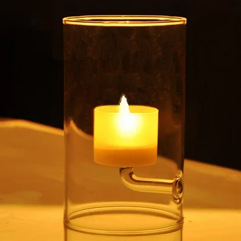 56H Creative European Glass Candle Holder Transparent Windproof Candle Holder Home Decoration