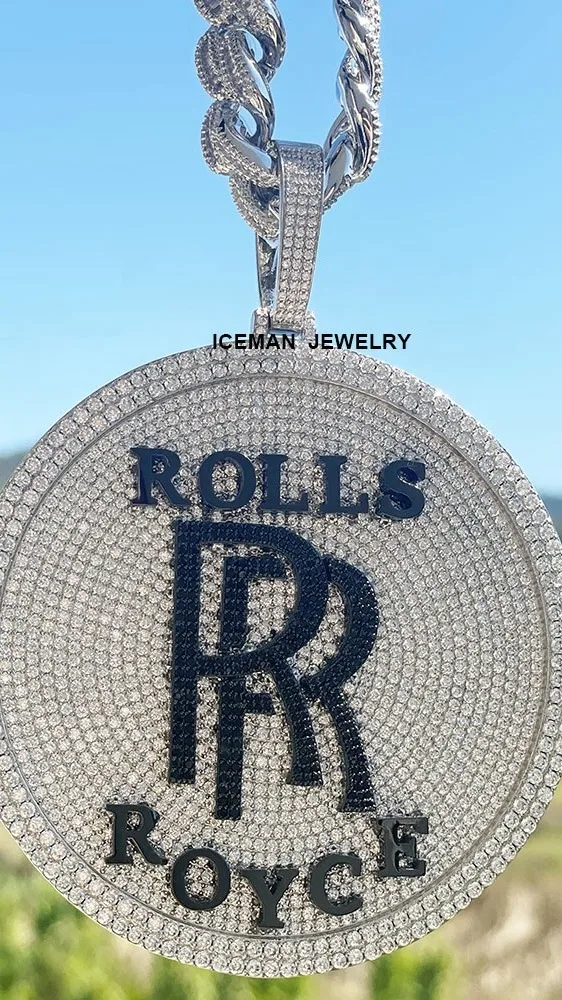 Iceman Jewelry Hip Hop Iced Out Custom Necklace Pendant Logo,Round