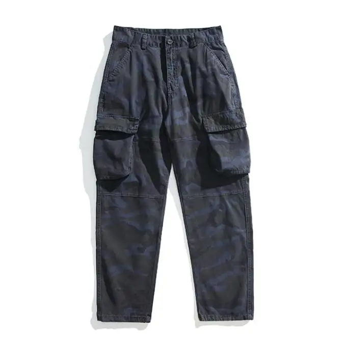 Multi pocket camo pants for men loose fitting straight leg casual cargo pants outdoor camouflage tactical pants