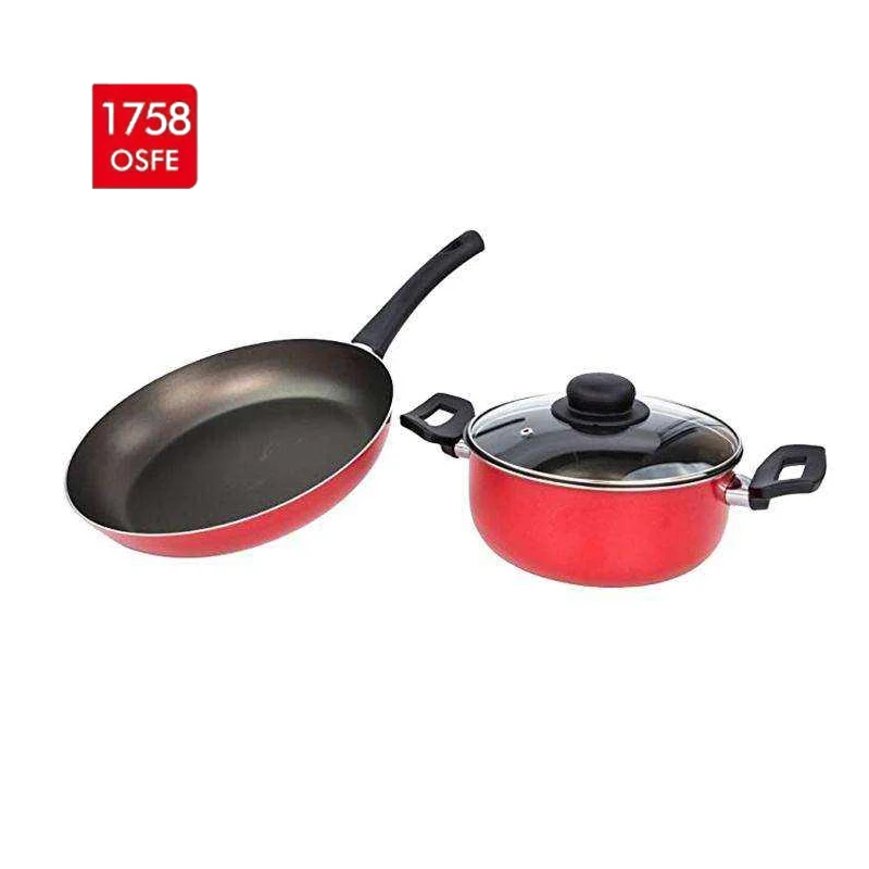 Factory Direct Delivery Customized Logo Press Aluminum Nonstick Granite Pot Kitchen Wear Cookware Sets with Tempered Glass Lid