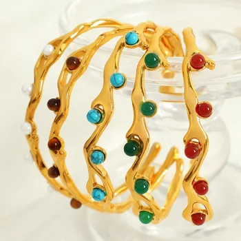 Vintage Elegant Tree Branch Stainless Steel Open Bracelet 18k Gold Plated French Romantic Personality Jewelry