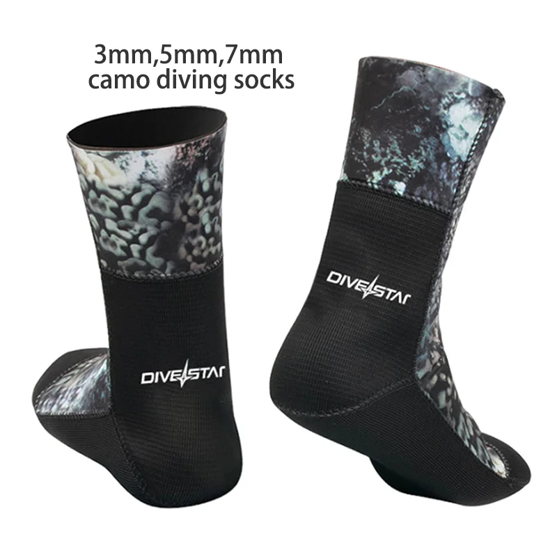 DIVESTAR Custom 3mm 5mm 7mm Neoprene Opencell Inner Camouflage Waterproof  Warm Spearfishing Freediving Diving Socks