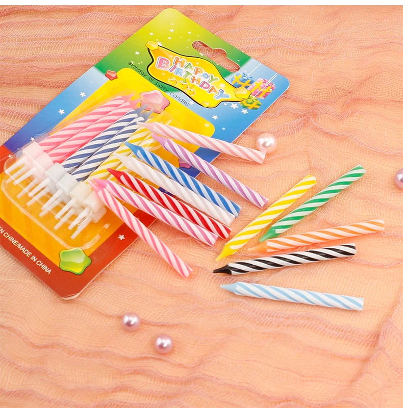 Dia 8mm 12pcs Per Pack Colorful Spiral Smokeless Birthday Candles