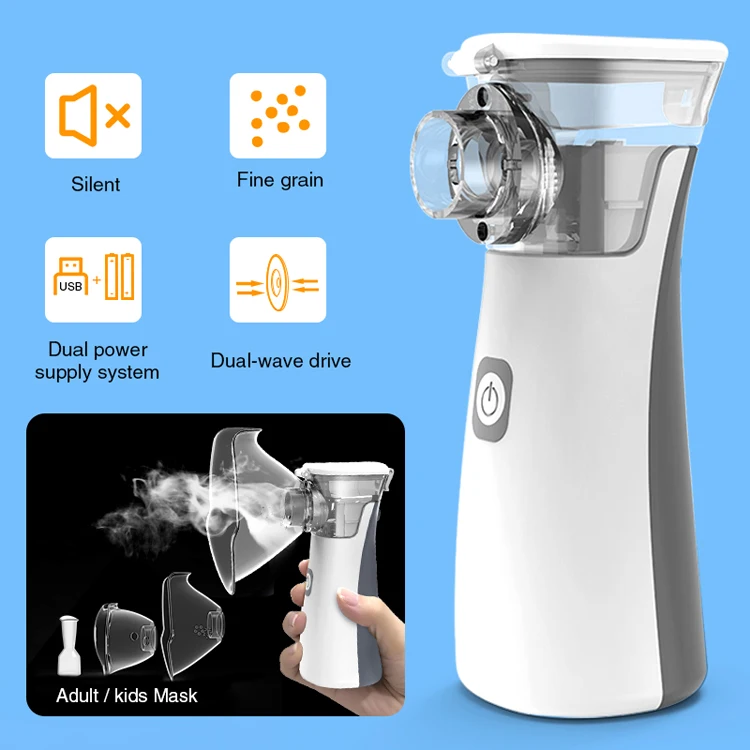 
 Factory Mute mini handheld portable Medical Inhaler Ultrasonic mesh nebulizer mask Baby Adult battery  