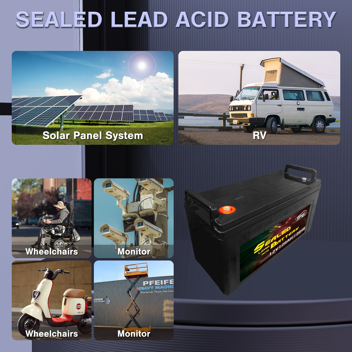 Manufacturer Factory Direct Activated Solar Storage Battery 12V 120AH Rechargeable Lead Acid Battery for Alarm Security System details