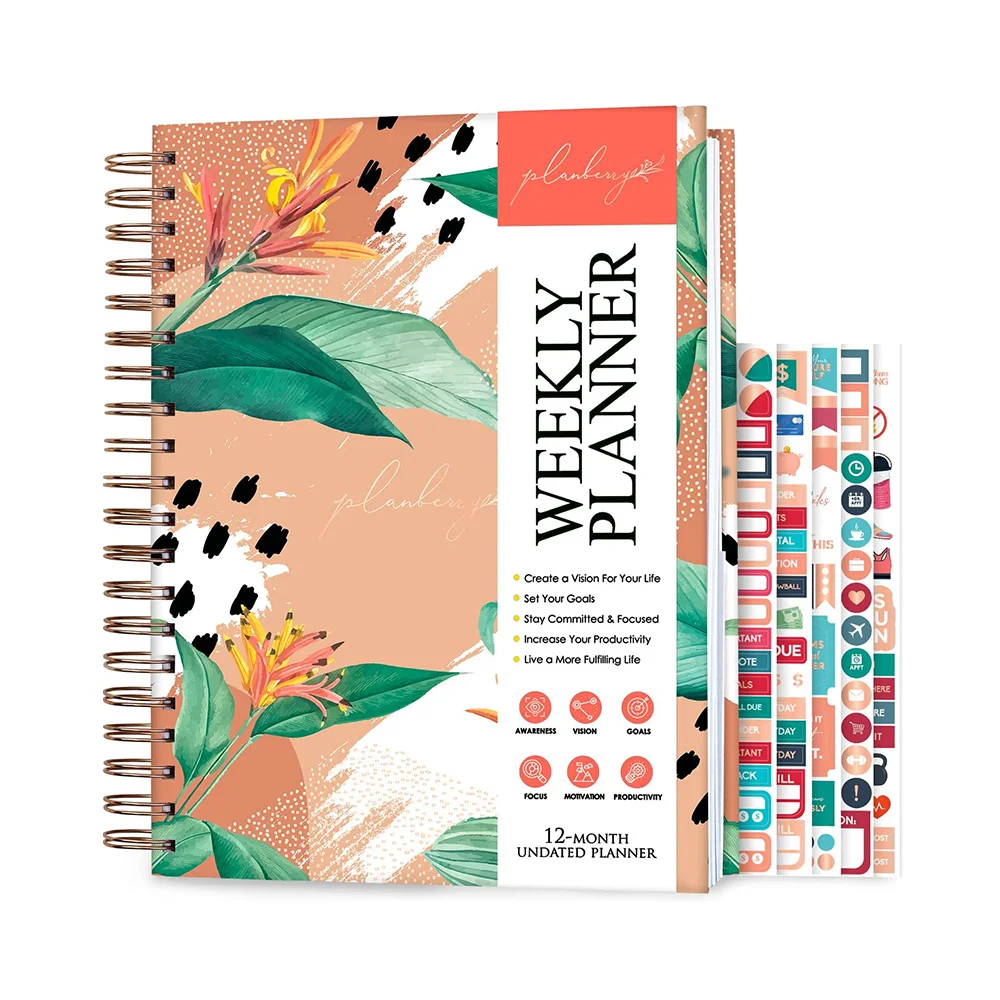 Custom Monthly Daily Planner Binders Spiral Binding Goal Habit Tracker