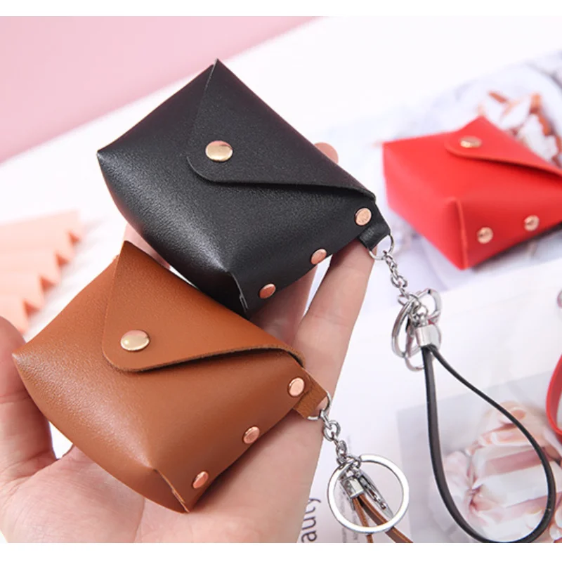 Fashion PU Leather Mini Wallet Card Key Holder Coin Purse Keychain