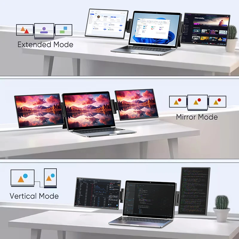 SIBOLAN Side by Side Dual Display 13 14 15.6 18.5 Lightweight 1080P 90 Degree Swivel Type C Ready Travel Office