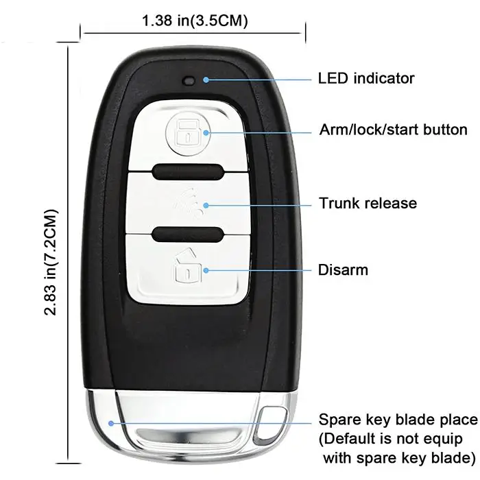 PKE Remote Control Car Alarm System Keyless Entry Push Button and Ignition Button /push One Button a Key to Start Engine Start