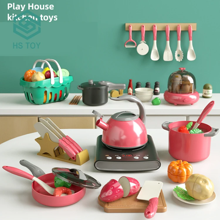 HS Simulation Large Role Play Game Treasure Induction Kitchen Set Toy Pressure Rice Cooker for Kids