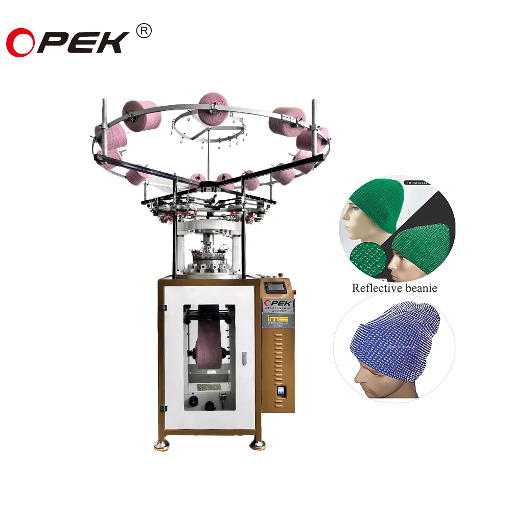 Multi Functional Rib Hats Stripe  Rib  Reflective Yarn Classic Rib Beanies  Knitting Machine