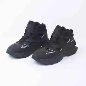 Autumn Winter Cushioned Waterproof Anti Slip Thick Soled Leather Upper EVA Midsole Printed Outdoor Off-Road Hiking Shoes for Men