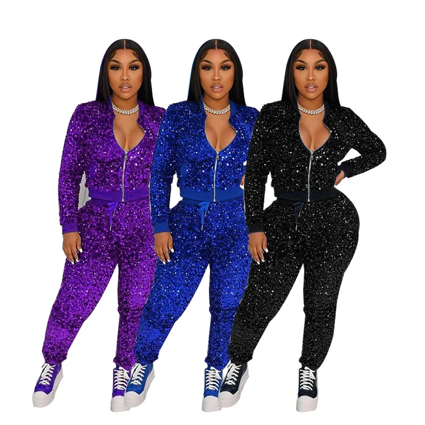 2022 Women Outfit Sexy 2 Piece Jogging Letter Sequin Basketball Jersey Sets  Club Wear Two Piece Shorts Set - Buy 2022 Women Outfit Sexy 2 Piece